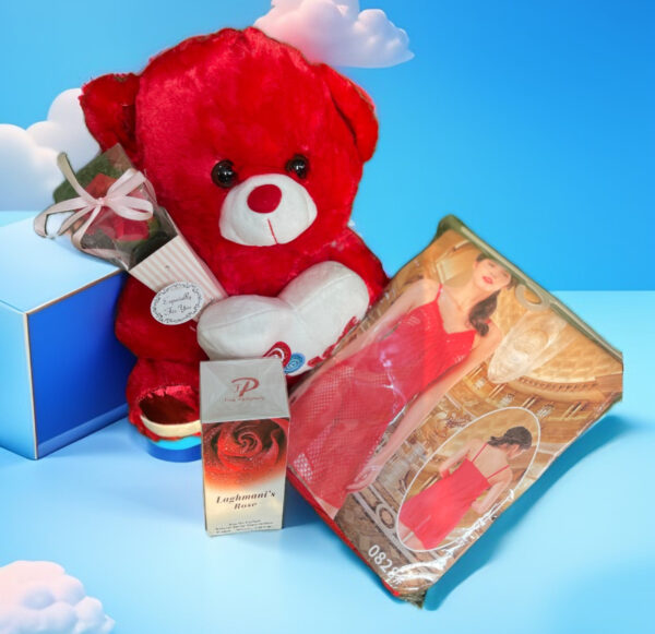 valentines Red teddy gift package